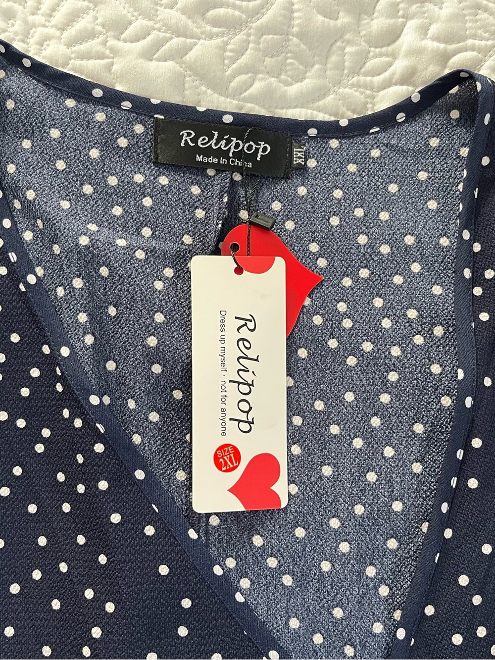 Navy Polka Dot Wrap Dress - Picture 5 of 5